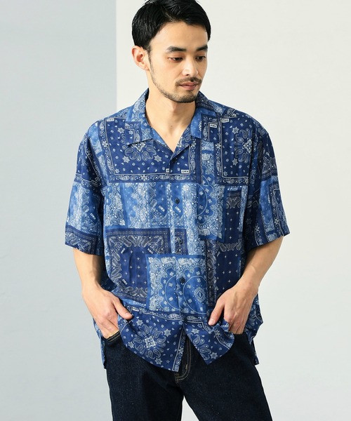 【直営店限定】半袖カラーシャツ EDWIN シャツ エドウィン バンダナ オープンカラーシャツ 半袖