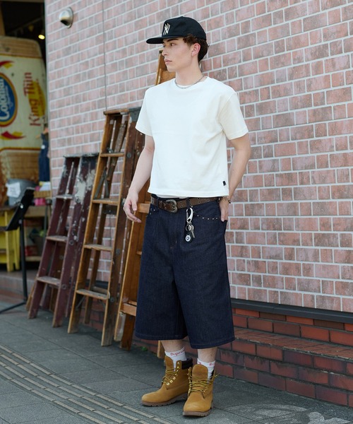 kutir ジーンズ STUDDED RIGID DENIM BAGGY SHORTS／スタッズ