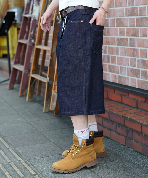 kutir ジーンズ STUDDED RIGID DENIM BAGGY SHORTS／スタッズ