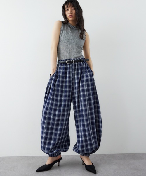 HANNE パンツ バルーンチェックパンツ レディース : ZOZOTOWN Yahoo!店