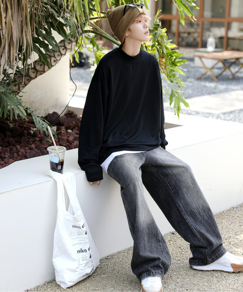 「neos」 「ACQUIESCE」長袖Tシャツ MEDIUM ブルーグレー メンズ