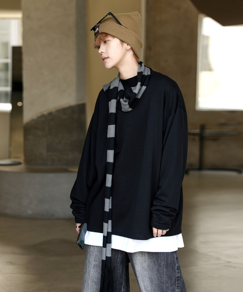 「neos」 「ACQUIESCE」長袖Tシャツ MEDIUM ブルーグレー メンズ