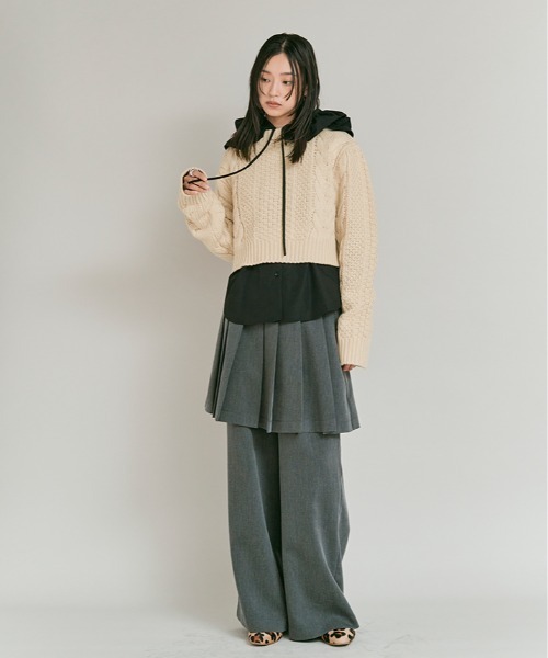 W:Huku ニット セーター ウール ショート ケーブル ニット / Wool W:Huku ニット セーター ウール ショート ケーブル ニット / Wool