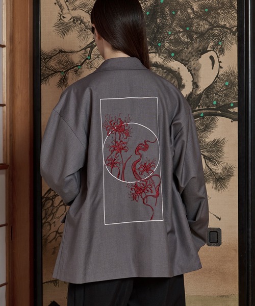 狐独 ジャケット テーラードジャケット 彼岸花刺繍テーラード