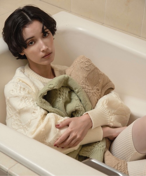 lawgy ニット sleeve removal knit lawgy（ラウジー） ニット セーター pattern rhombus volume sleeve