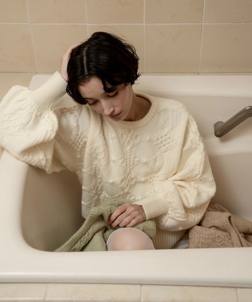 lawgy ニット sleeve removal knit lawgy（ラウジー） ニット セーター pattern rhombus volume sleeve