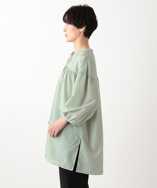 「Afternoon Tea」 7分袖ブラウス MEDIUM ブルー レディース_画像3