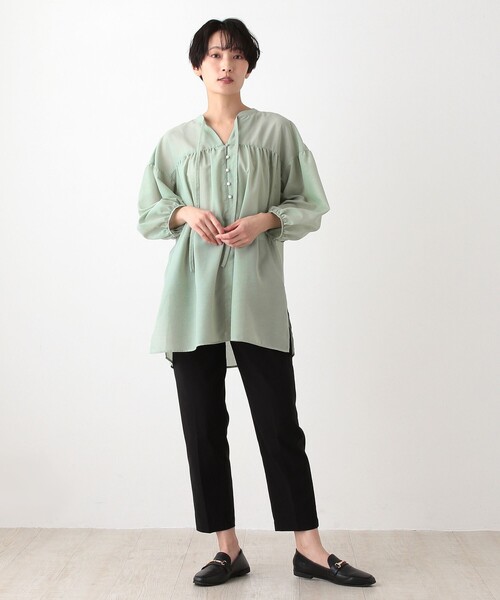 「Afternoon Tea」 7分袖ブラウス MEDIUM ブルー レディース_画像4