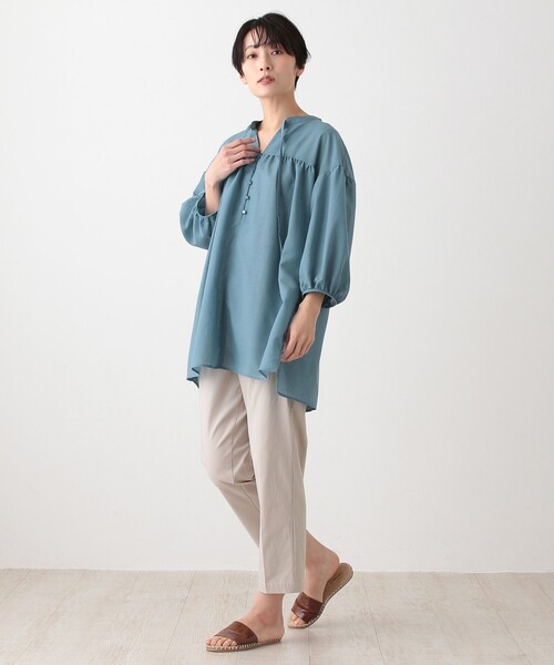 「Afternoon Tea」 7分袖ブラウス MEDIUM ブルー レディース_画像7