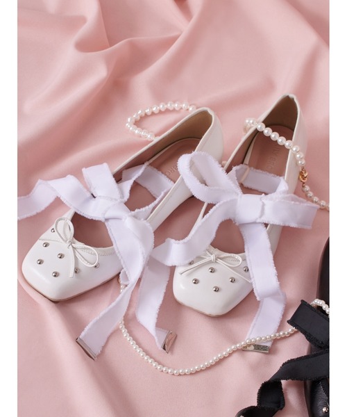 Lily Brown リリーブラウン バレエシューズ M ブラック レースアップバレエシューズ(Hearts2Hearts着用)(パンプス)｜シューズ