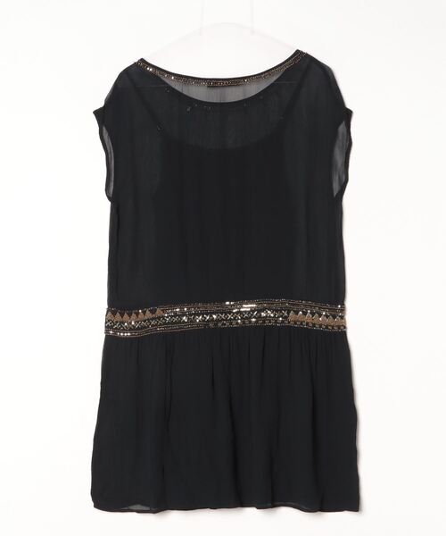 「navasana」 フリンジノースリーブワンピース FREE ブラック レディース_画像2