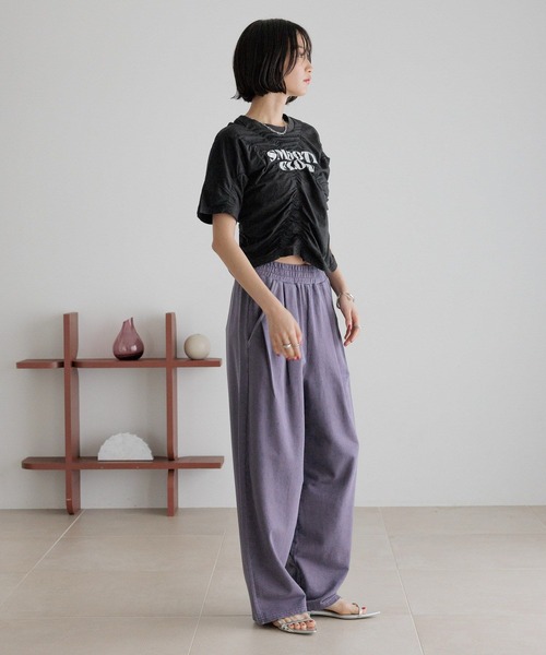 「LOWRYS FARM」 半袖Tシャツ FREE パープル レディース_画像4