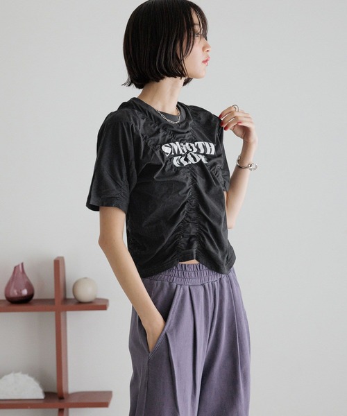 「LOWRYS FARM」 半袖Tシャツ FREE パープル レディース_画像8