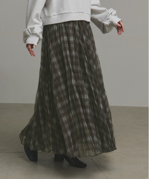 ad thie（アドティエ） スカート シアーチェック プリーツスカート