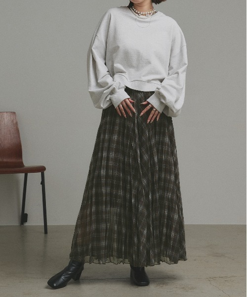 ad thie（アドティエ） スカート シアーチェック プリーツスカート