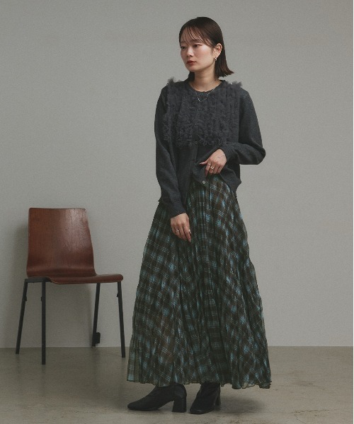 ad thie（アドティエ） スカート シアーチェック プリーツスカート