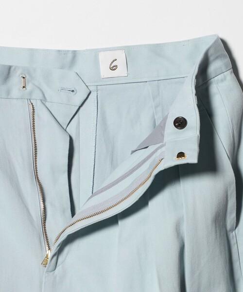 6 スラックス パンツ 「6(ROKU)」コットンレーヨン タックパンツ 26SS