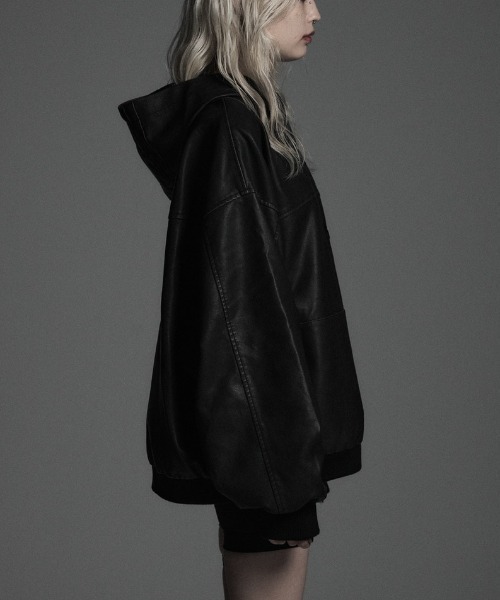 【Rosen Kreuz】leather half zip hood サイズ1 ROSEN KREUZ（ローゼンクロイツ） パーカー 「Rosen Kreuz」VINTAGE