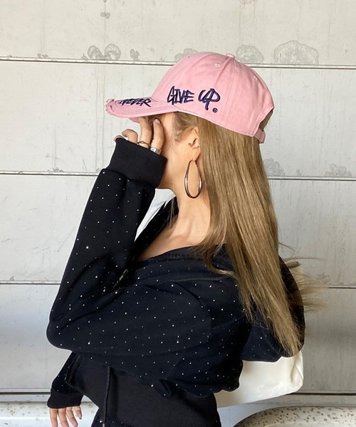 rire キャップ 帽子 サイドロゴ刺繍ダメージキャップ レディース