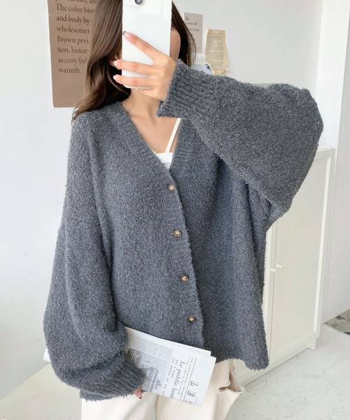 「moment+」 ニットカーディガン L モカ レディース_画像7