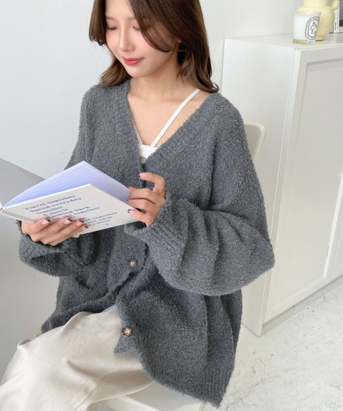 「moment+」 ニットカーディガン L モカ レディース_画像9