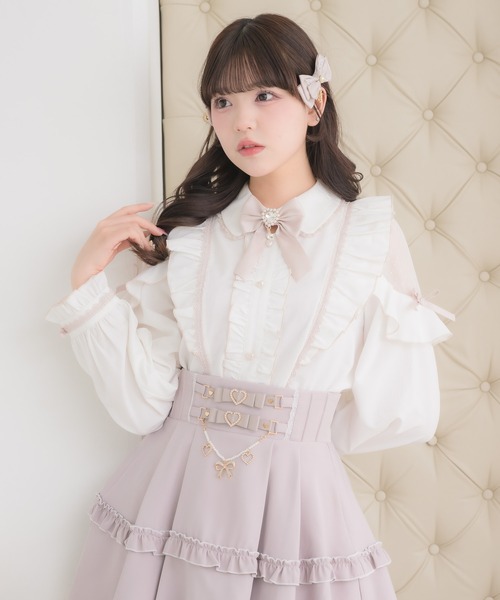 ◇ダブルラッフルブラウス◇ AAYUSHI(アユーシ)｜ダブルラッフルブラウス/ブラック の通販