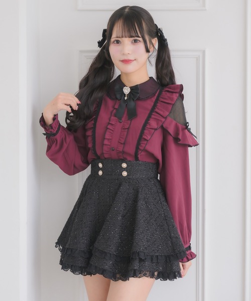 ご成約済みです【GUCCI】2023-24現行GGレースラッフルブラウス GUCCI - ご成約済みです【GUCCI】2023-24現行GGレースラッフルブラウス