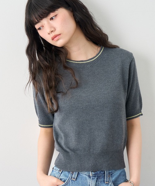 新品未使用✨️BRIEFING サマーニット レディース 定価46200円 紺 NOGLE サマーニット ニット セーター 「NOGLE/ノグル」配色ライン