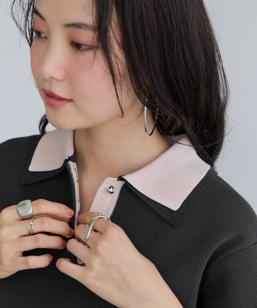 KAPITAL キャピタル ノーカラー ウール ポロシャツ トップス カットソー 12G メッシュニット キャロルポロ | KAPITAL
