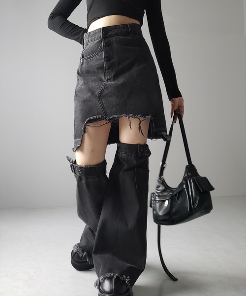 「me+em select」 デニムスカート SMALL ブラック レディース_画像4