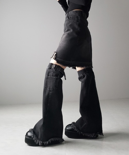 「me+em select」 デニムスカート SMALL ブラック レディース_画像5