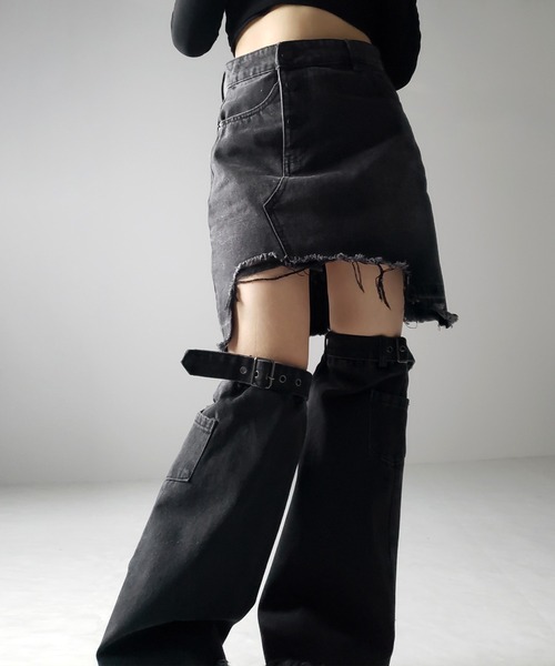 「me+em select」 デニムスカート SMALL ブラック レディース_画像7