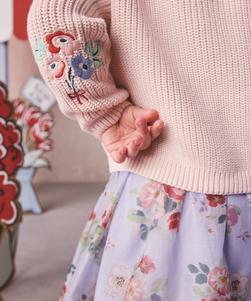 ピンクの猫刺繍カーディガンとサロペットセット Cath Kidston（キャス・キッドソン） カーディガン キッズ 刺繍