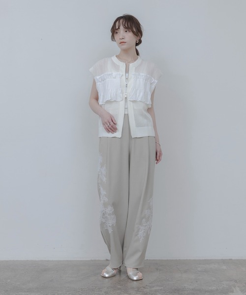 新品タグ付き　定価¥9,790 Eimee Law フリルダメージメッシュ　ニット　カーディガン セール】フリルダメージメッシュニットカーデ（カーディガン/ボレロ