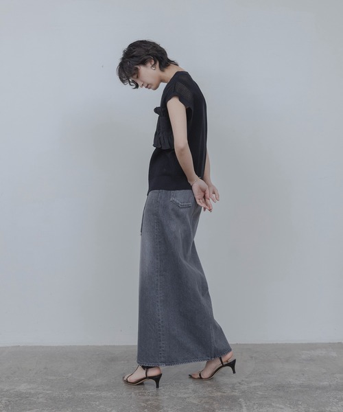 Eimee Law（エイミーロウ） ベスト ジレ シャーリングフリルメッシュ