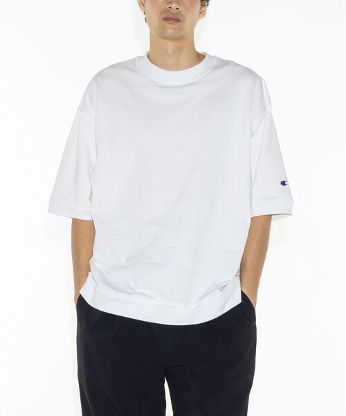 【Monkeytime×CHAMPION】25SS ピグメント リブ五分袖Tシャツ Champion（チャンピオン） tシャツ × monkey time」ピグメント リブ T