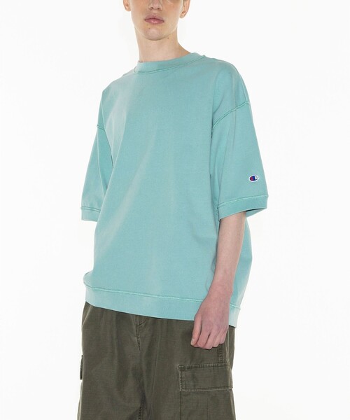 【Monkeytime×CHAMPION】25SS ピグメント リブ五分袖Tシャツ Champion（チャンピオン） tシャツ × monkey time」ピグメント リブ T