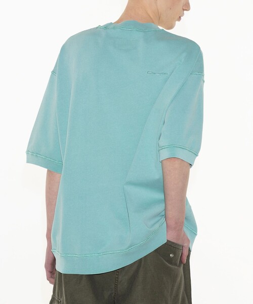 【Monkeytime×CHAMPION】25SS ピグメント リブ五分袖Tシャツ Champion（チャンピオン） tシャツ × monkey time」ピグメント リブ T