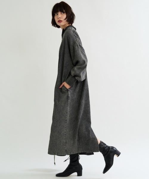 「A.D.C.L.」 長袖ワンピース L ブルー レディース_画像4