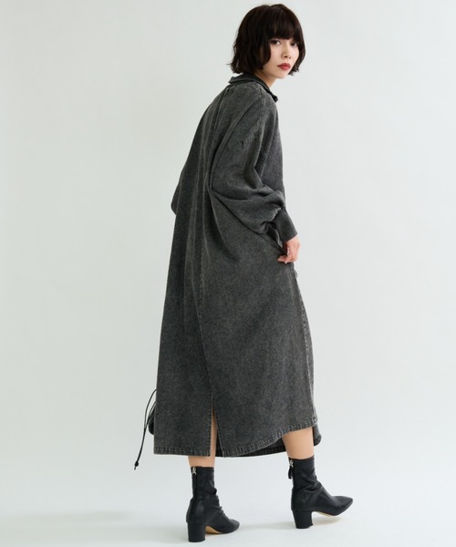 「A.D.C.L.」 長袖ワンピース L ブルー レディース_画像6