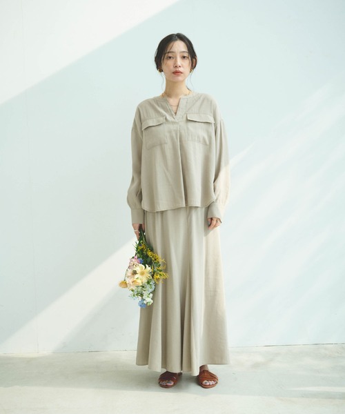 「CROSS FUNCTION」 長袖ブラウス M ベージュ レディース_画像4
