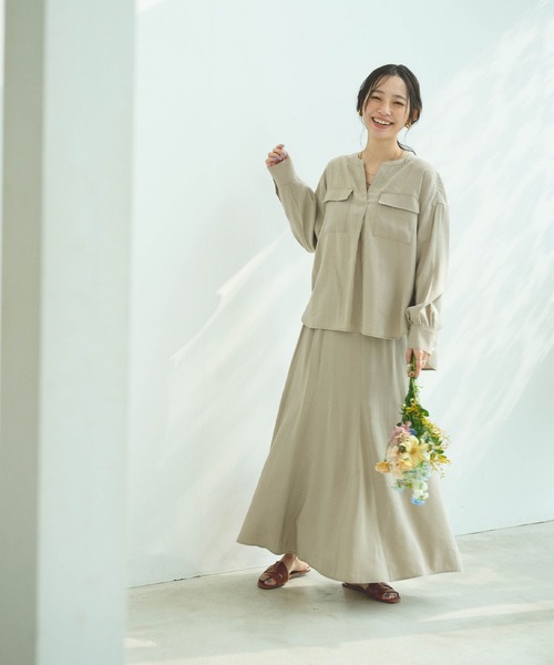 「CROSS FUNCTION」 長袖ブラウス M ベージュ レディース_画像6