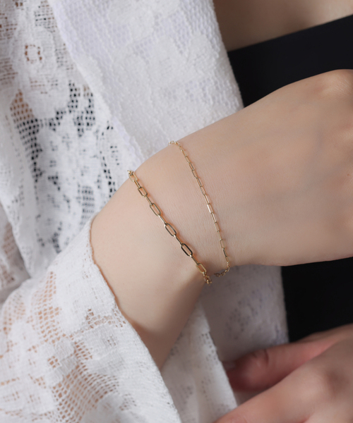 Lilas ブレスレット 中空ペーパークリップチェーン17cmブレスレット 