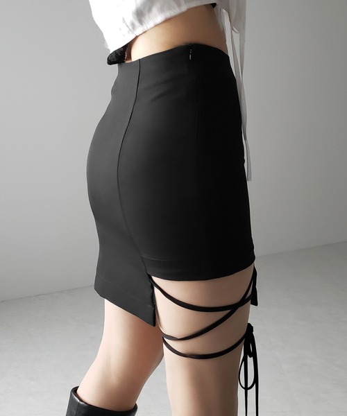 「me+em select」 ミニスカート LARGE ブラック レディース_画像4