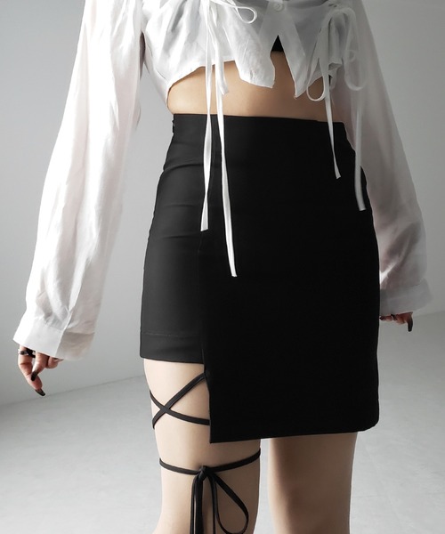 「me+em select」 ミニスカート LARGE ブラック レディース_画像6
