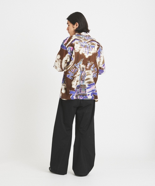 「BINDU」 半袖シャツ MEDIUM ネイビー メンズ_画像4