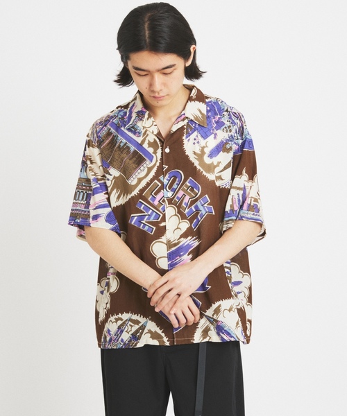 「BINDU」 半袖シャツ MEDIUM ネイビー メンズ_画像6