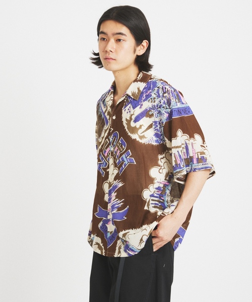 「BINDU」 半袖シャツ MEDIUM ネイビー メンズ_画像7