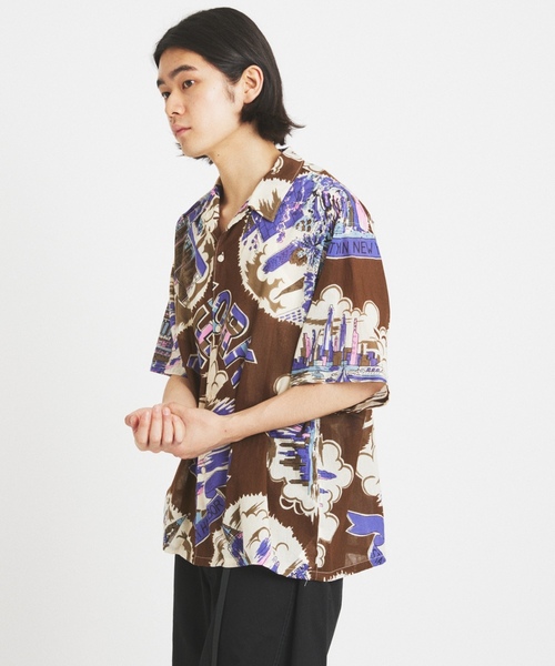 「BINDU」 半袖シャツ MEDIUM ネイビー メンズ_画像8