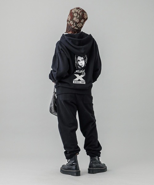 「X-girl」 ジップアップパーカー M ブラック レディース_画像9